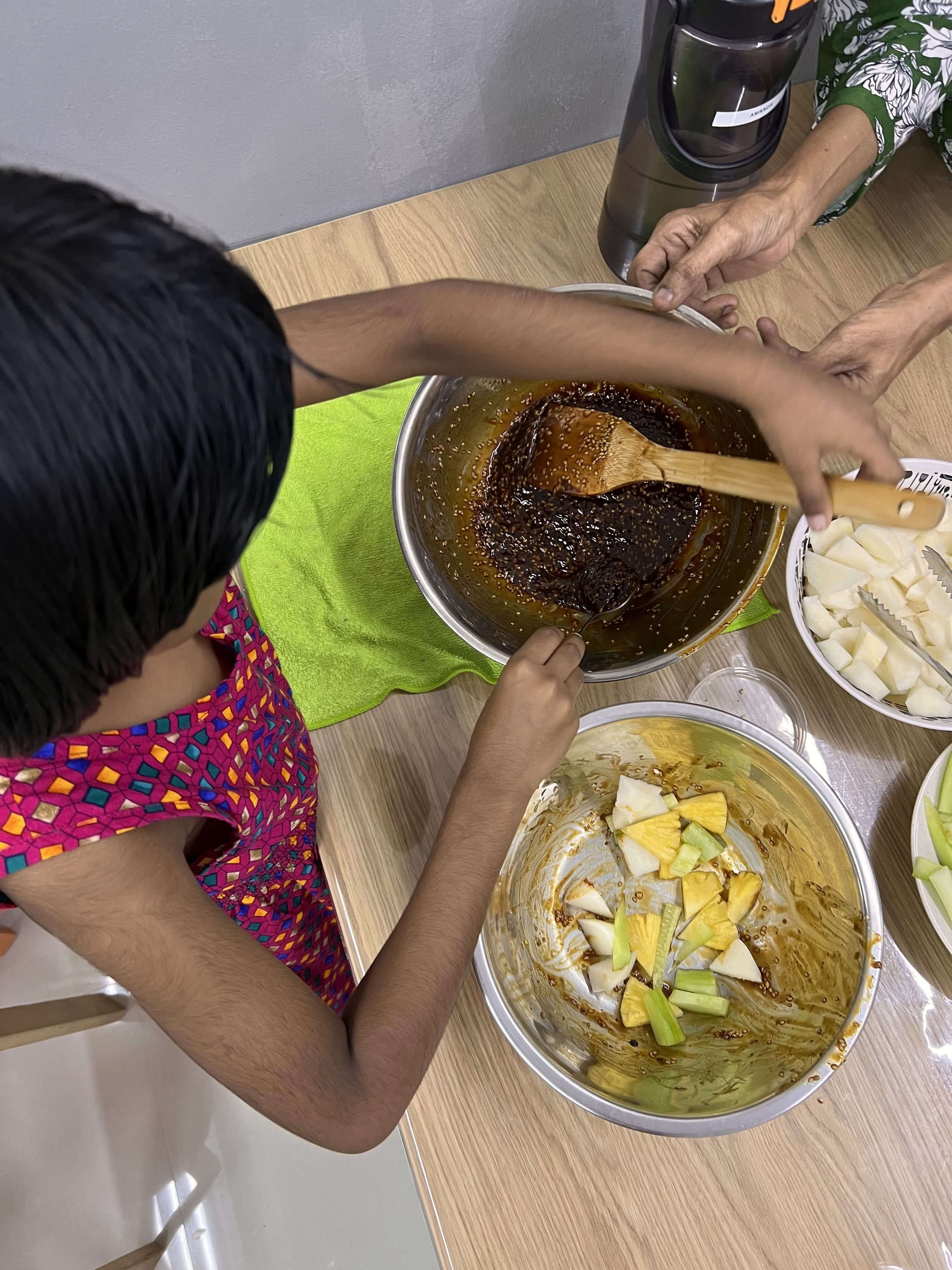 learning to work with produce from the garden 