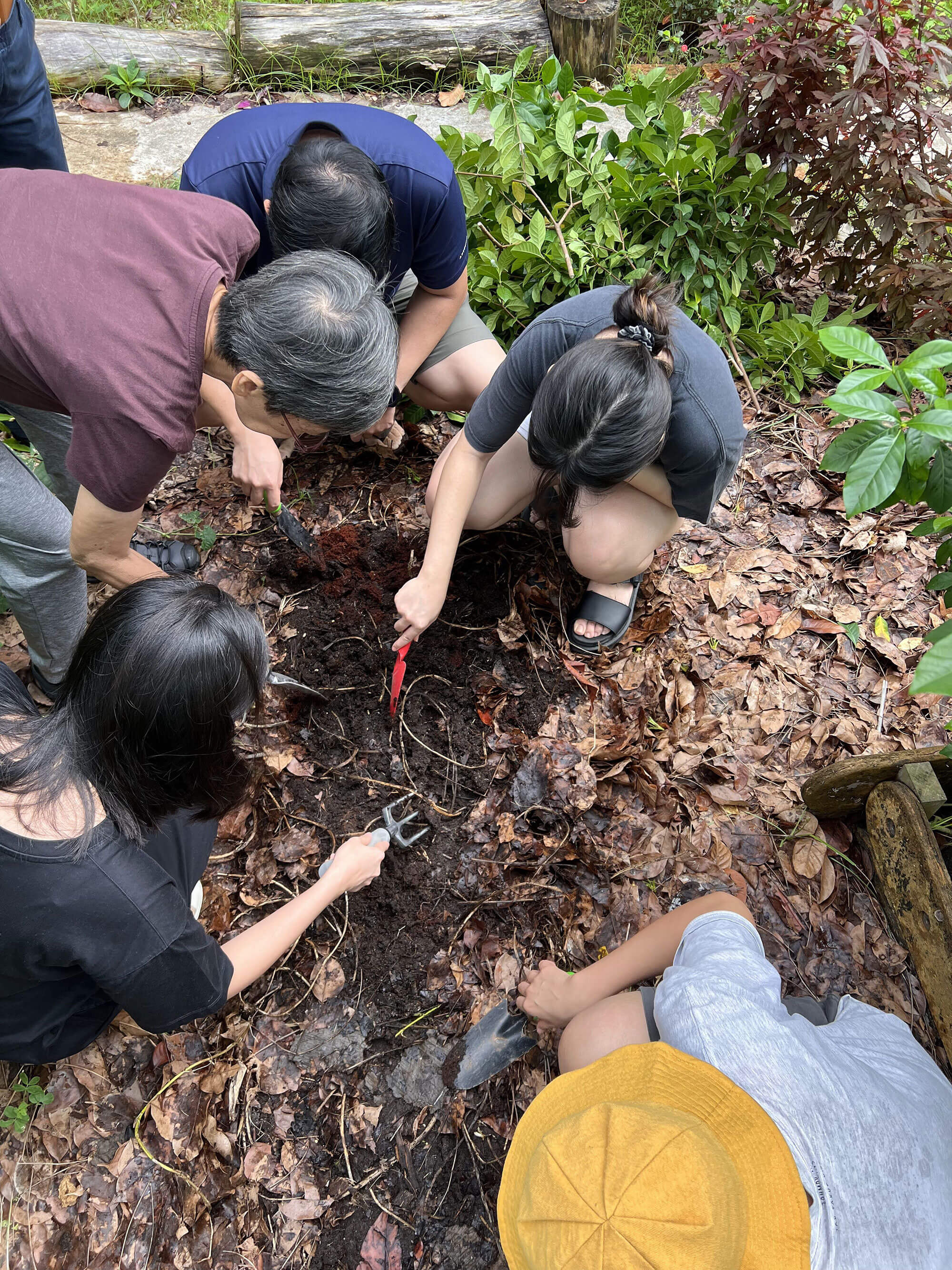 children playing with soil